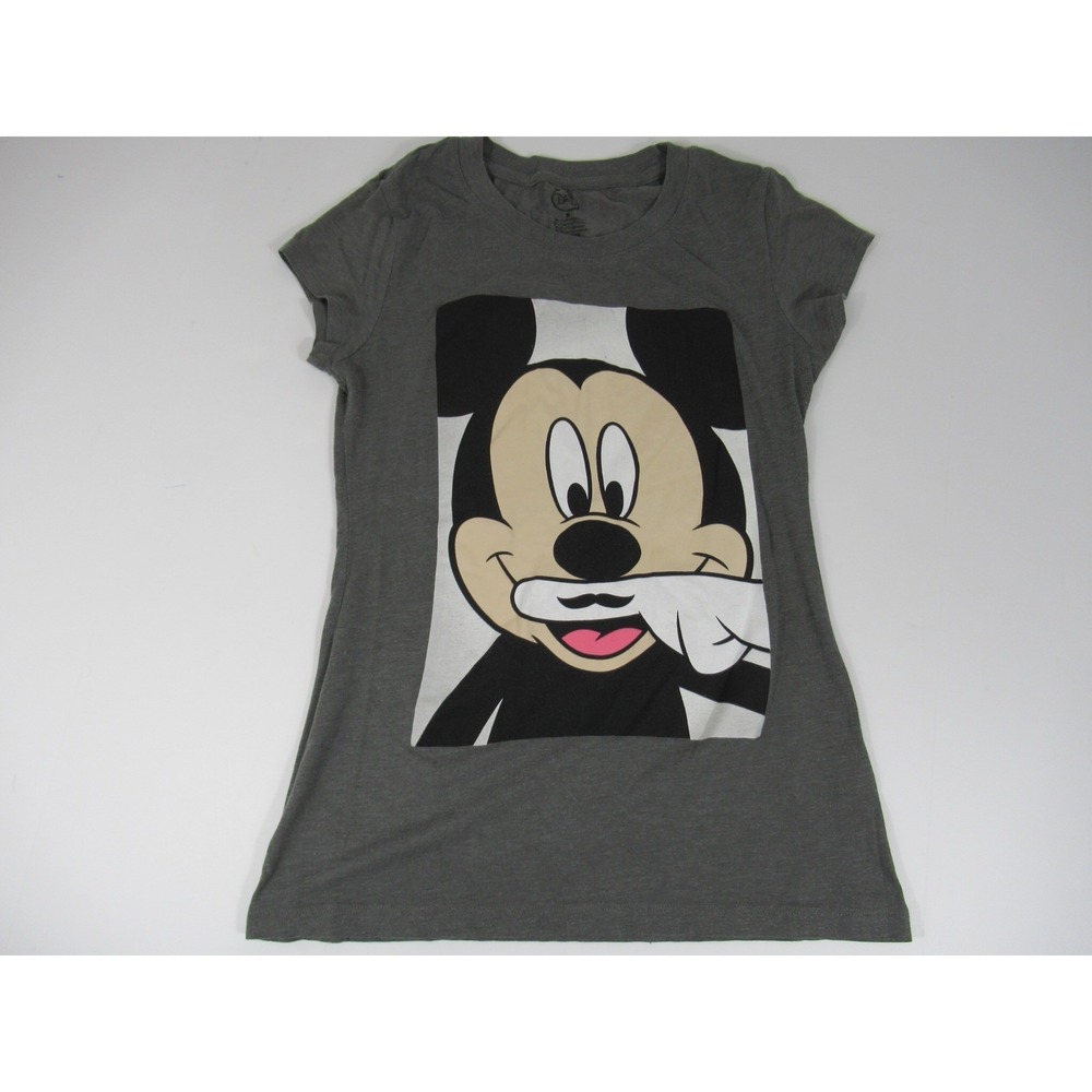 Disney Mickey Mouse Finger Mustache Walt Disney Size Medium Gray T-shirt A14